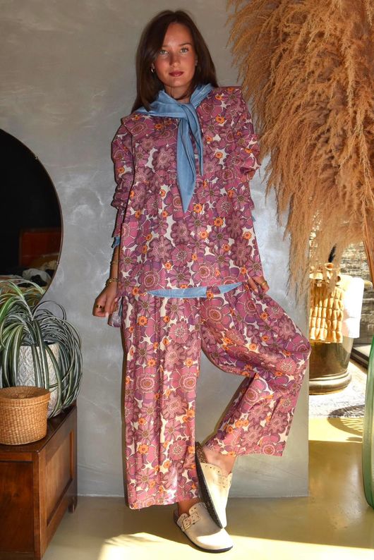Annie 1972 Shirring Pleat Barrel Pant Indian Pink Haze